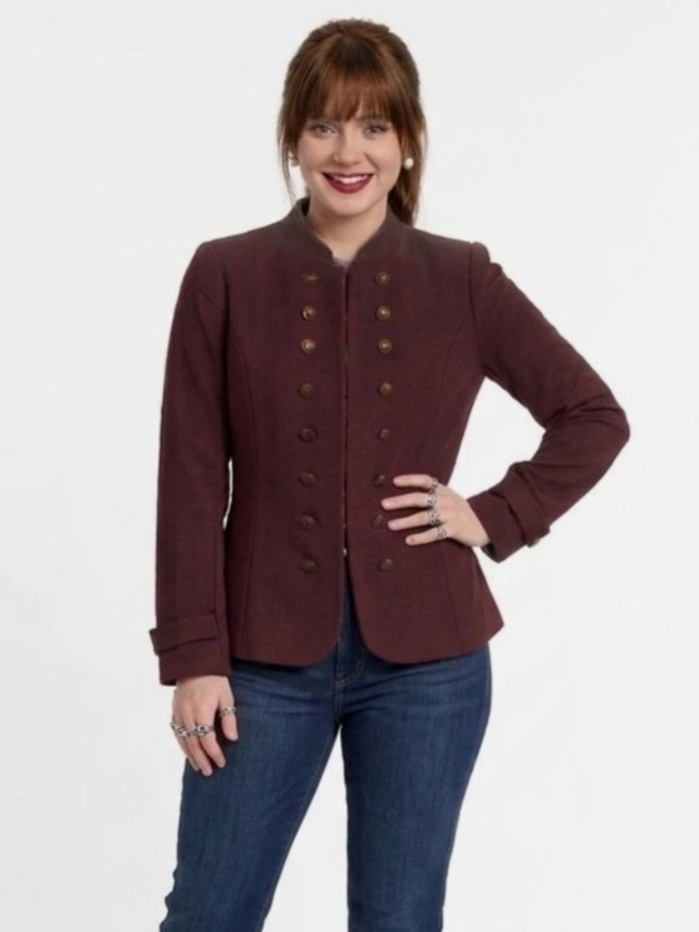 MODCLOTH Burgundy Military Style Jacket